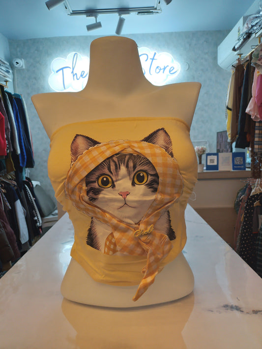 Mischief Mew" Kitten Graphic Tube Top