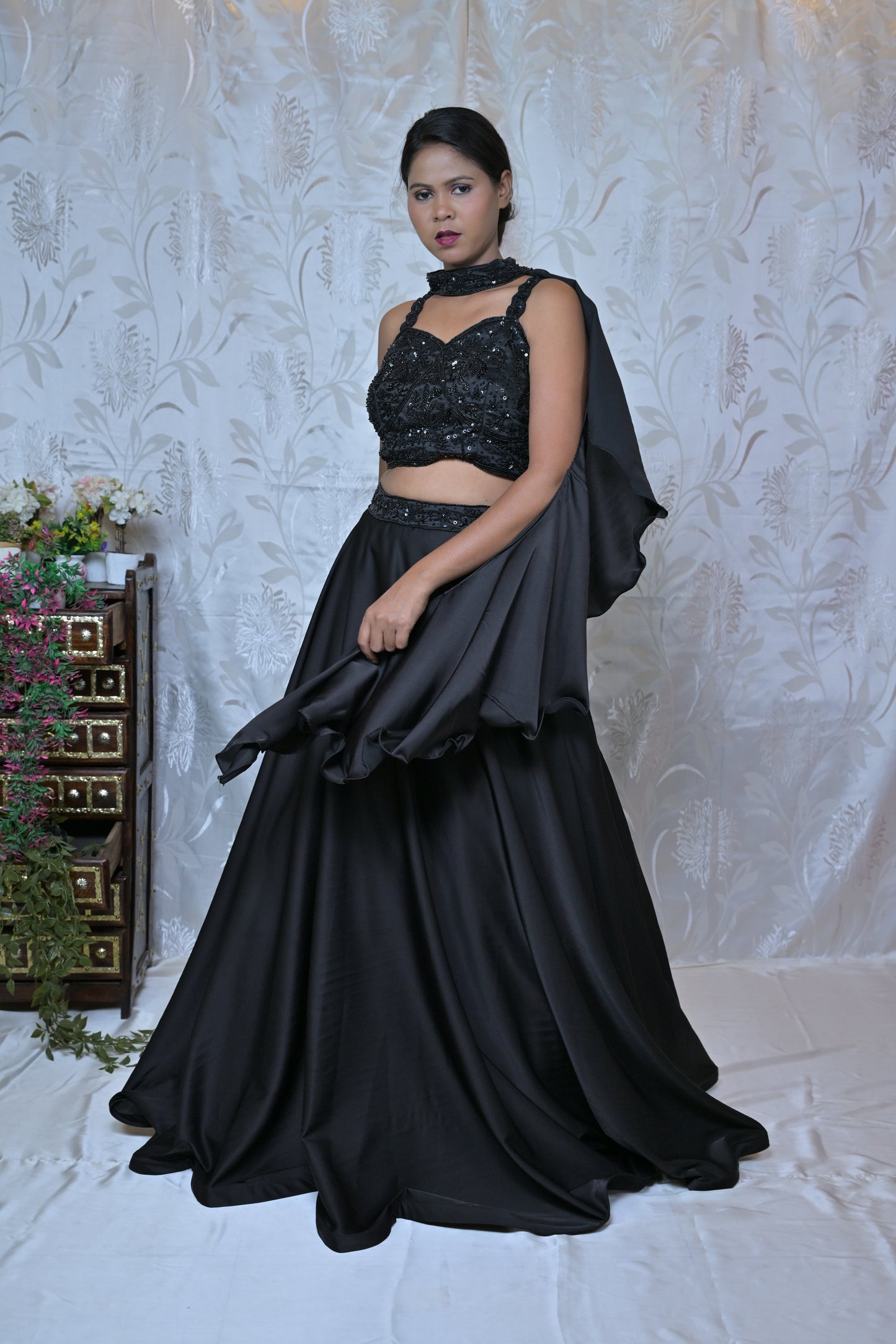 Glamorous Black Sequin Lehenga