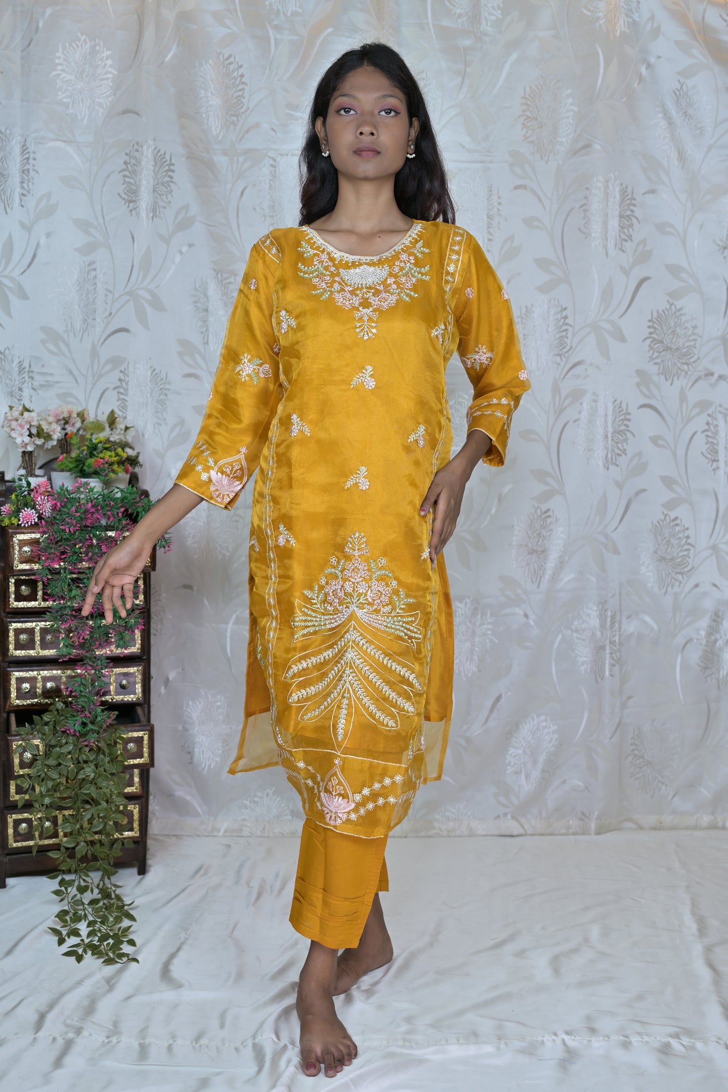 Opulent Embroidered Organza Ethnic Set
