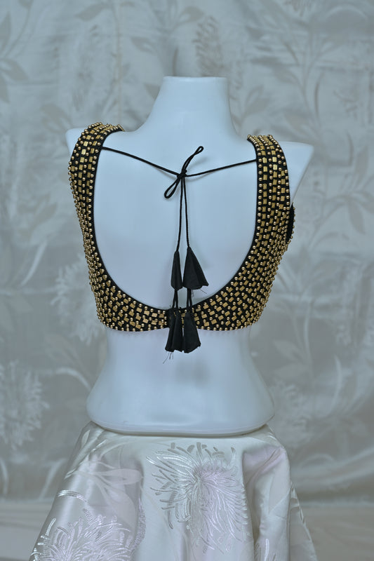 Opulent Black & Gold Beaded Embellished Blouse