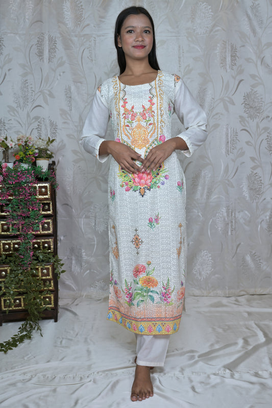 Floral Bloom White Kurta Set