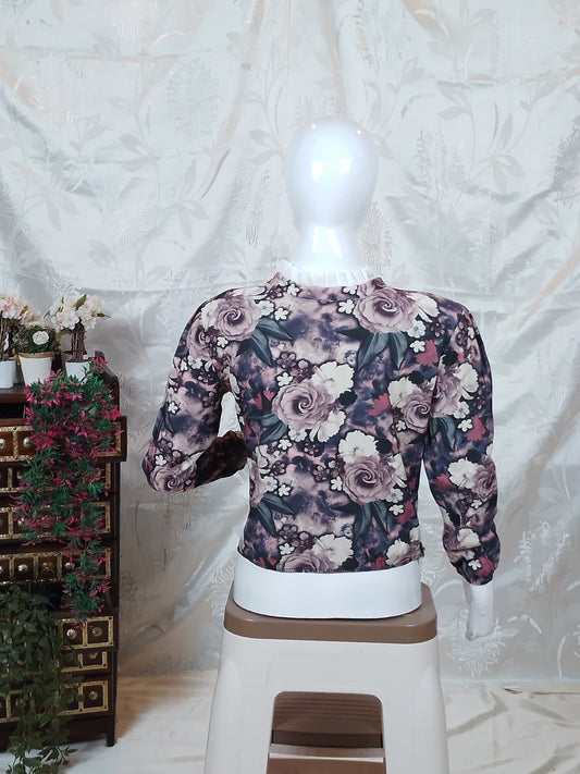 Women Sheer Puff Sleeve Top