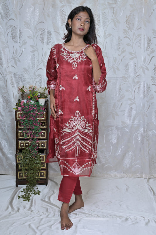 Opulent Embroidered Organza Ethnic Set