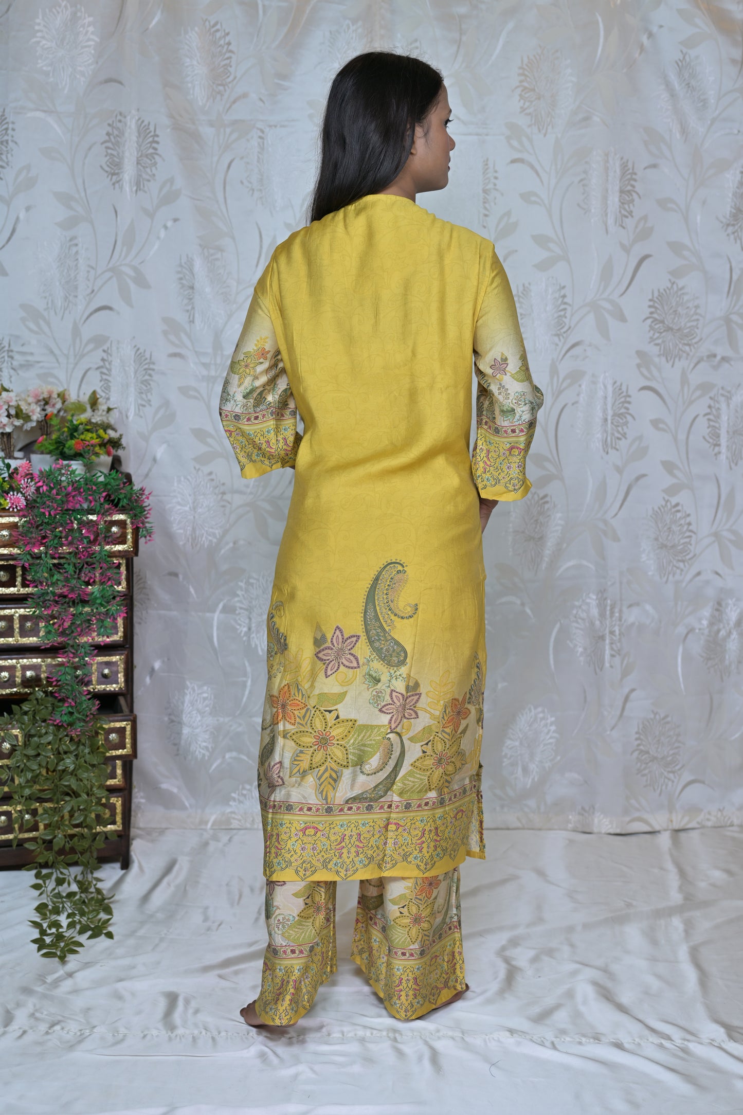 Lilac & yellow Floral Paisley Suit Set