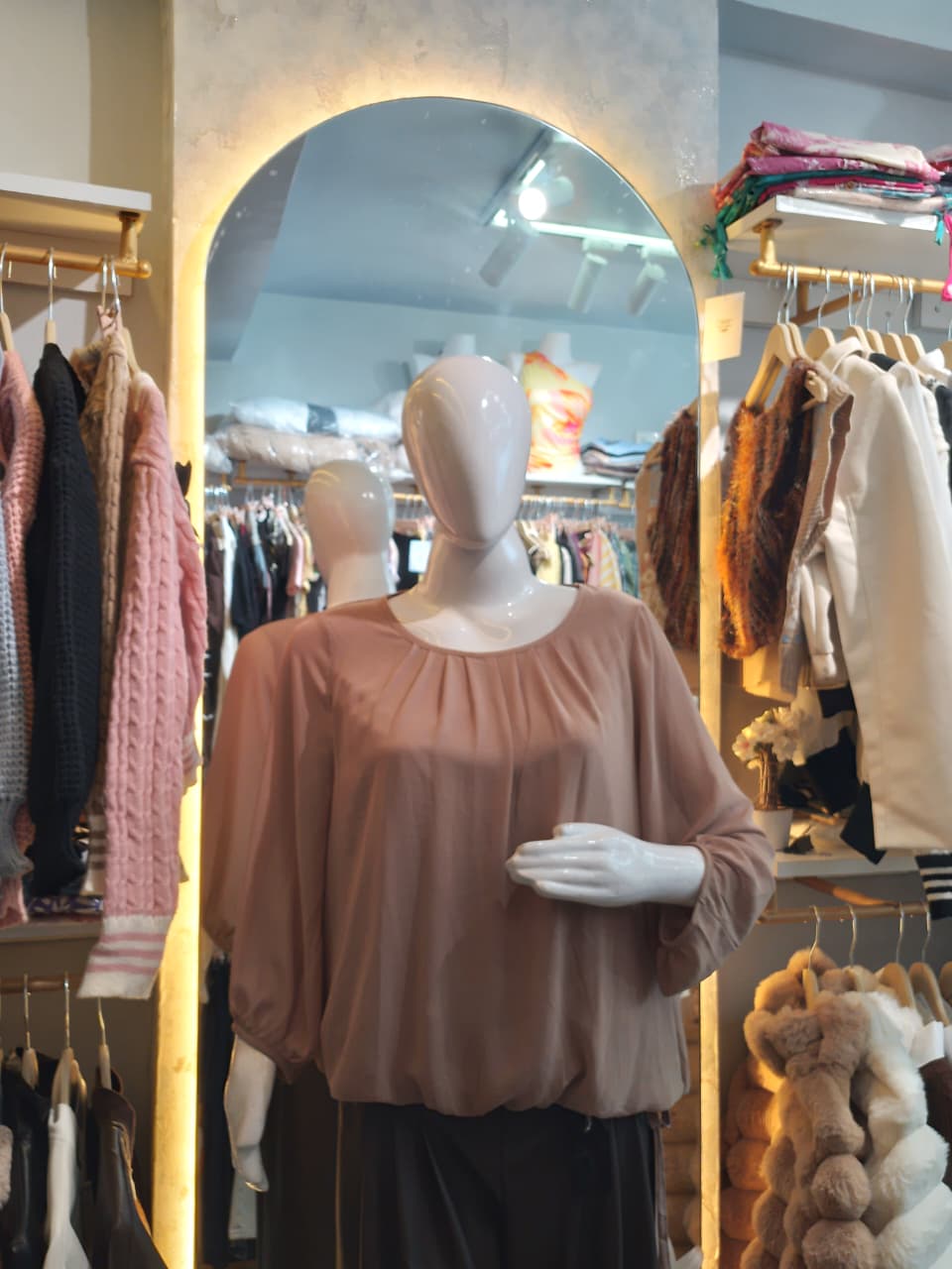 Blush Cloud" Balloon Sleeve Chiffon Top