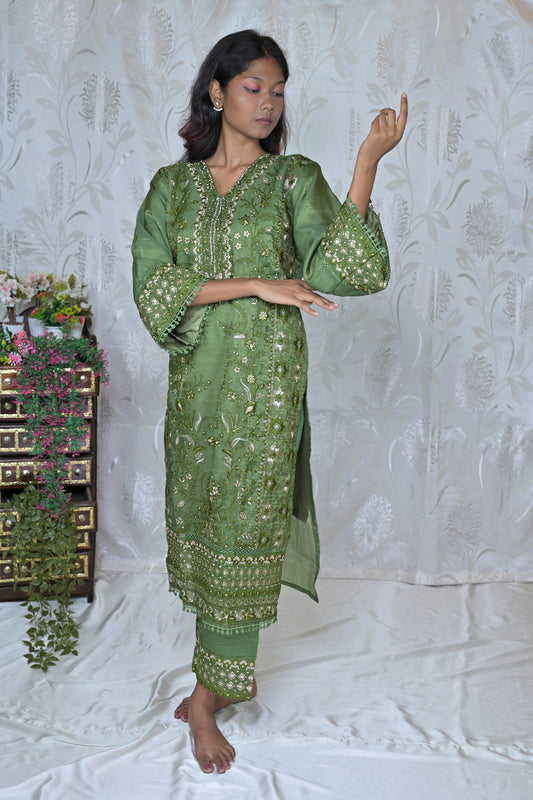 Gold Crush Embroidered Suit Set