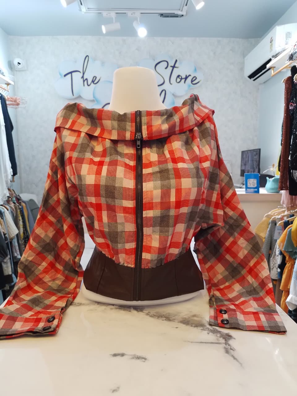 Plaid Corsair Leather Waist Top