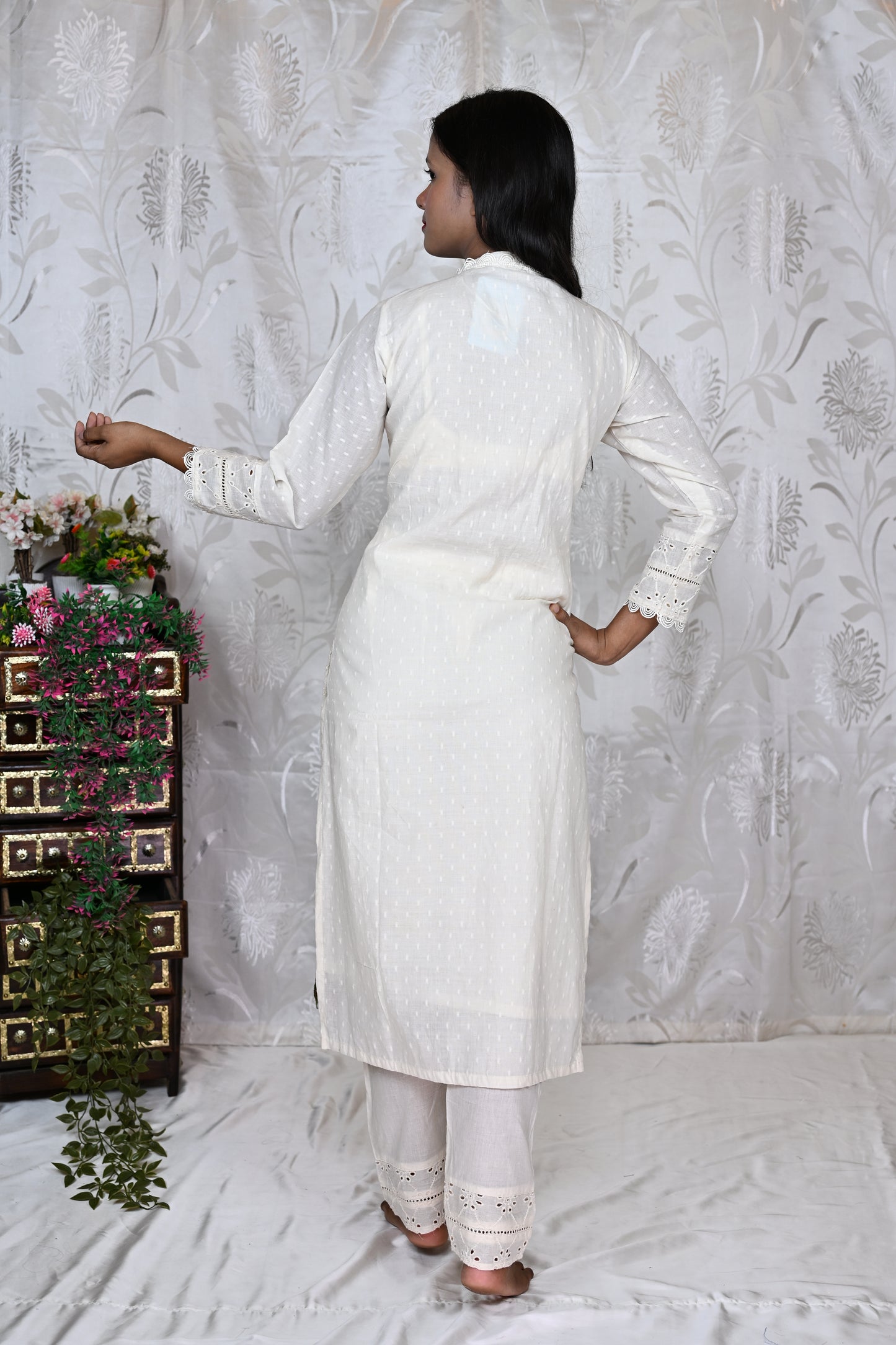Vibrant Bloom White Kurta Set
