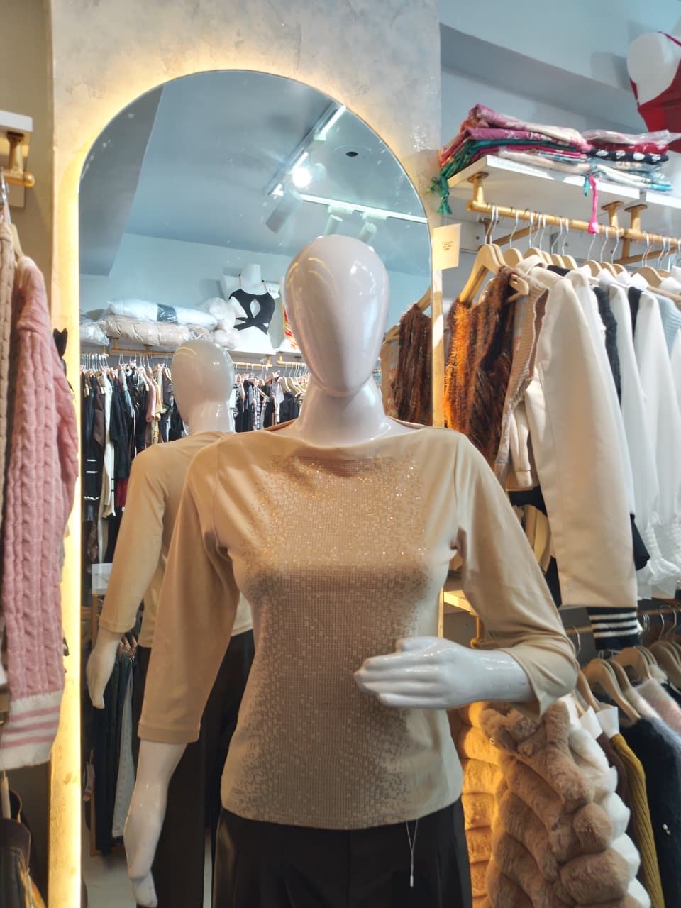 high neck top with front detailing!