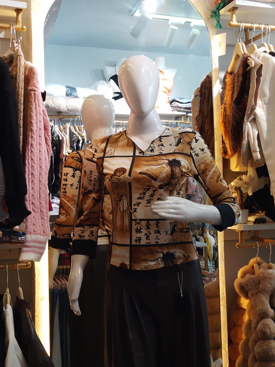 Shonen Scroll" Graphic V-Neck top