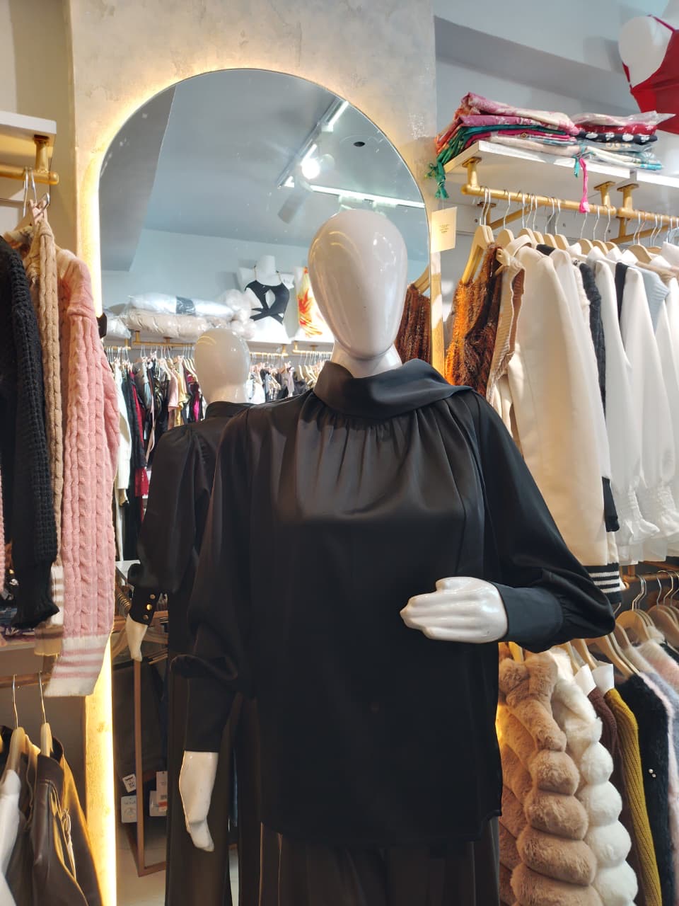 Liquid Silk" Draped Mock Neck Top