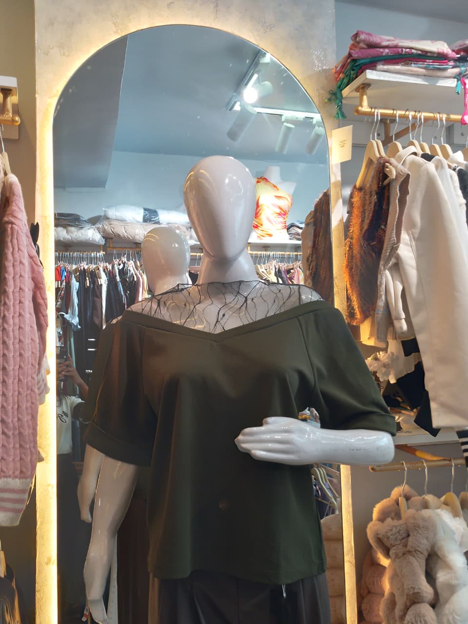 British racing Mesh Shoulder Blouse