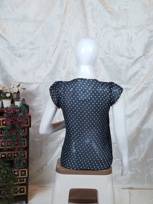 Women blue Sheer Mesh Top