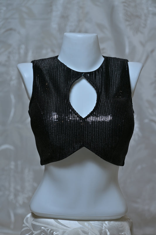Glamorous Black Sequin & Shimmer Sleeveless Blouse