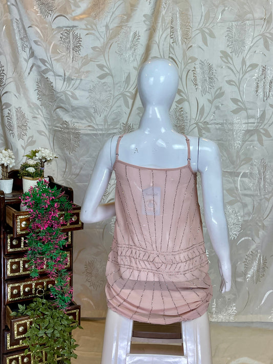 Pink Beaded Flapper-Style Camisole Top