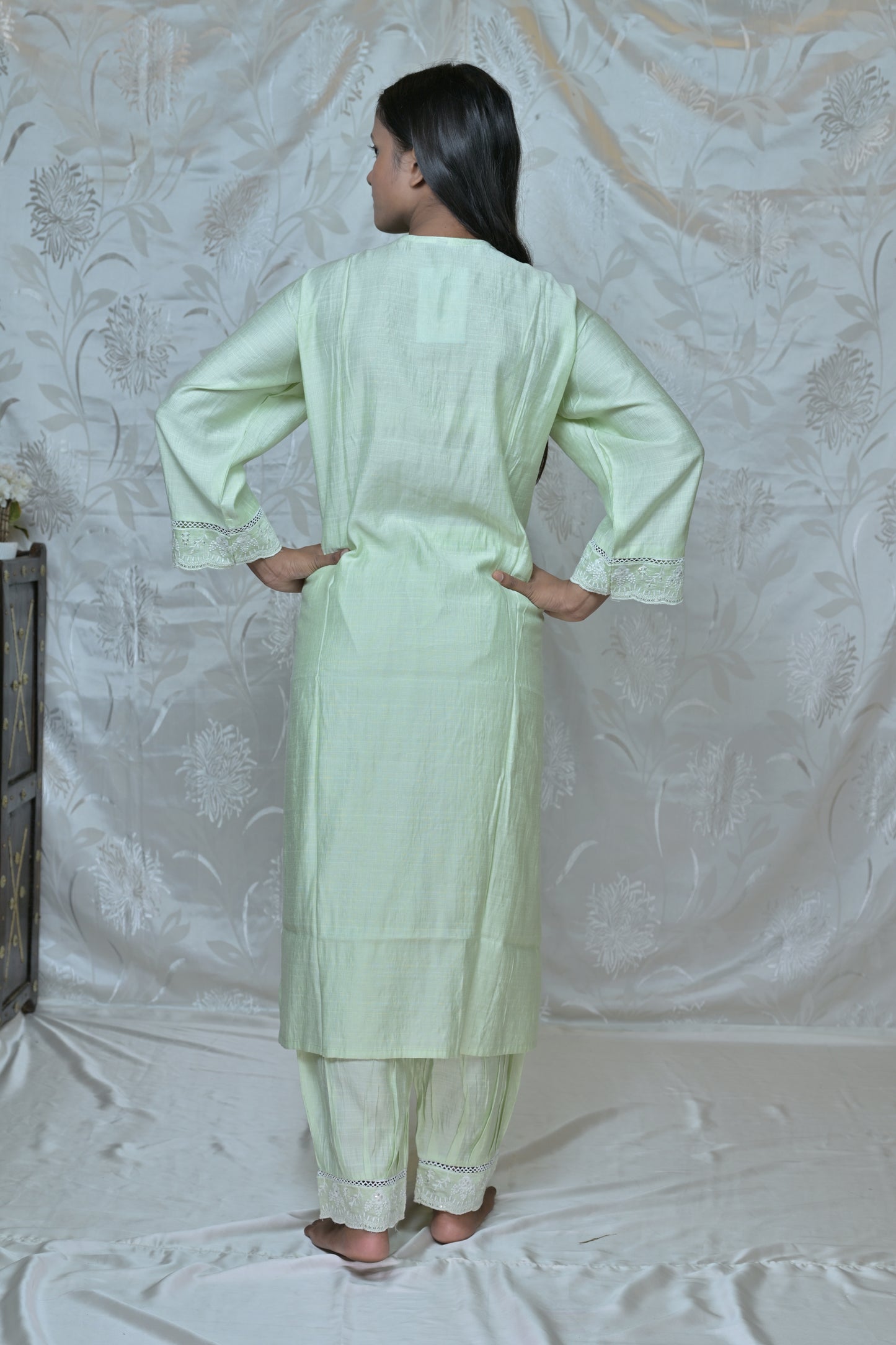 Pastel Embroidered Cotton Suit Set