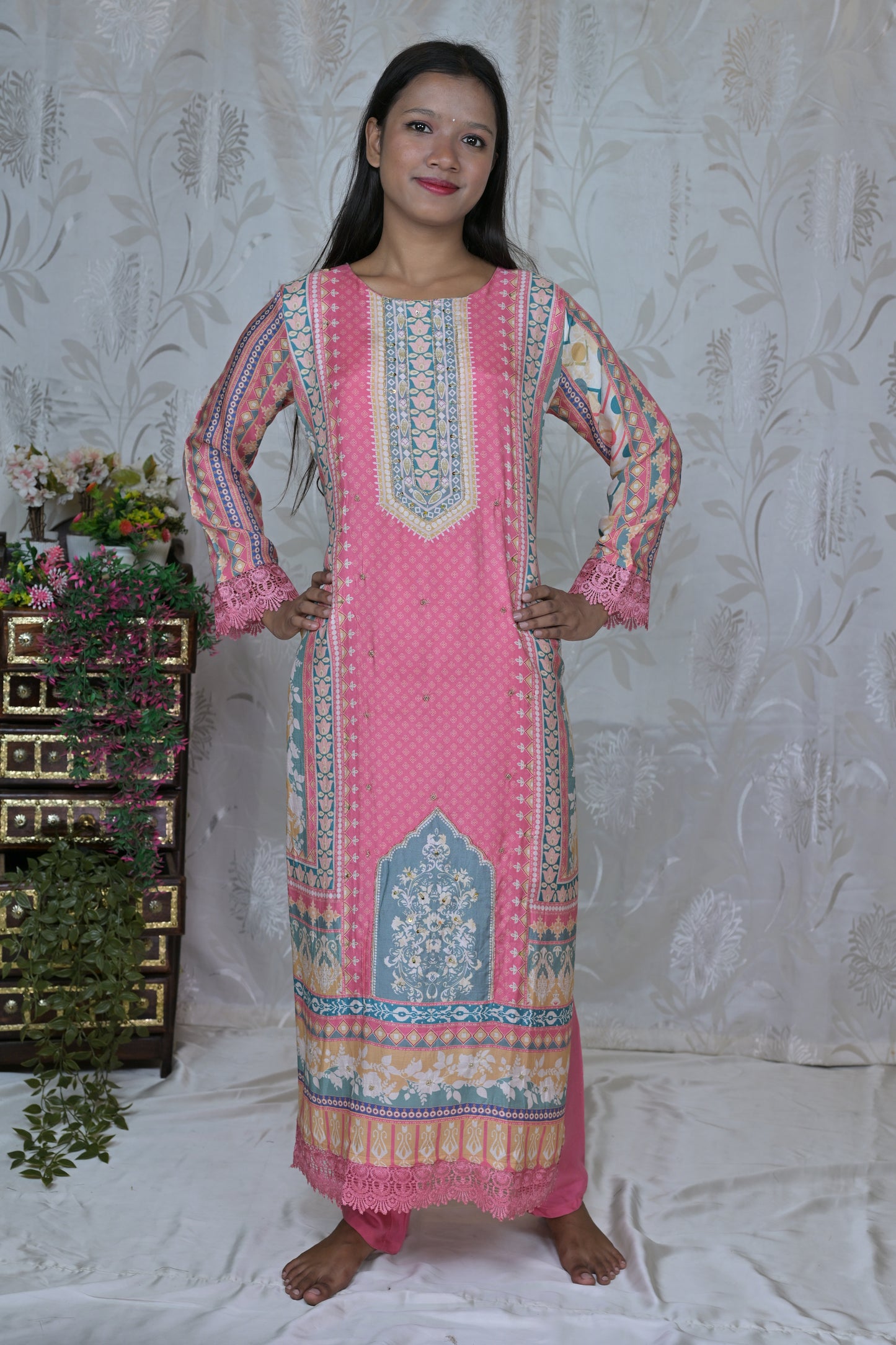 Designer Print Casual Muslin Suit