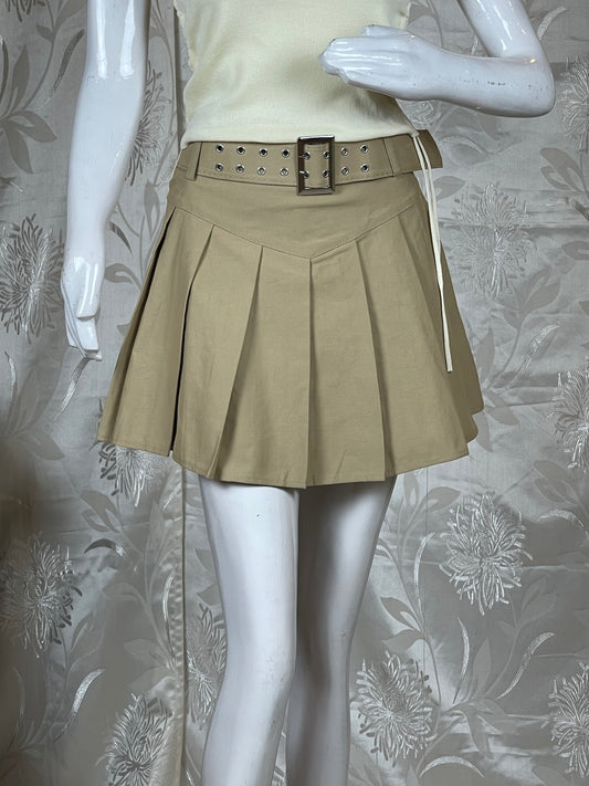 Women Brown & White Tiered Flared Mini Skirt