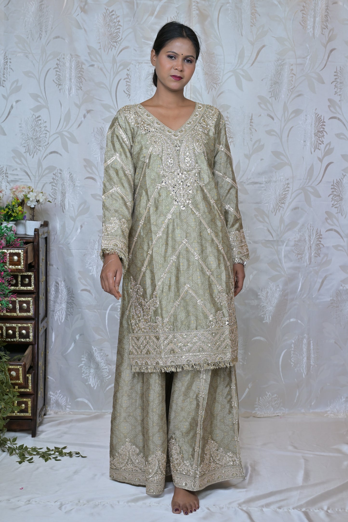 Heavy Embroidered Gharara Suit Set