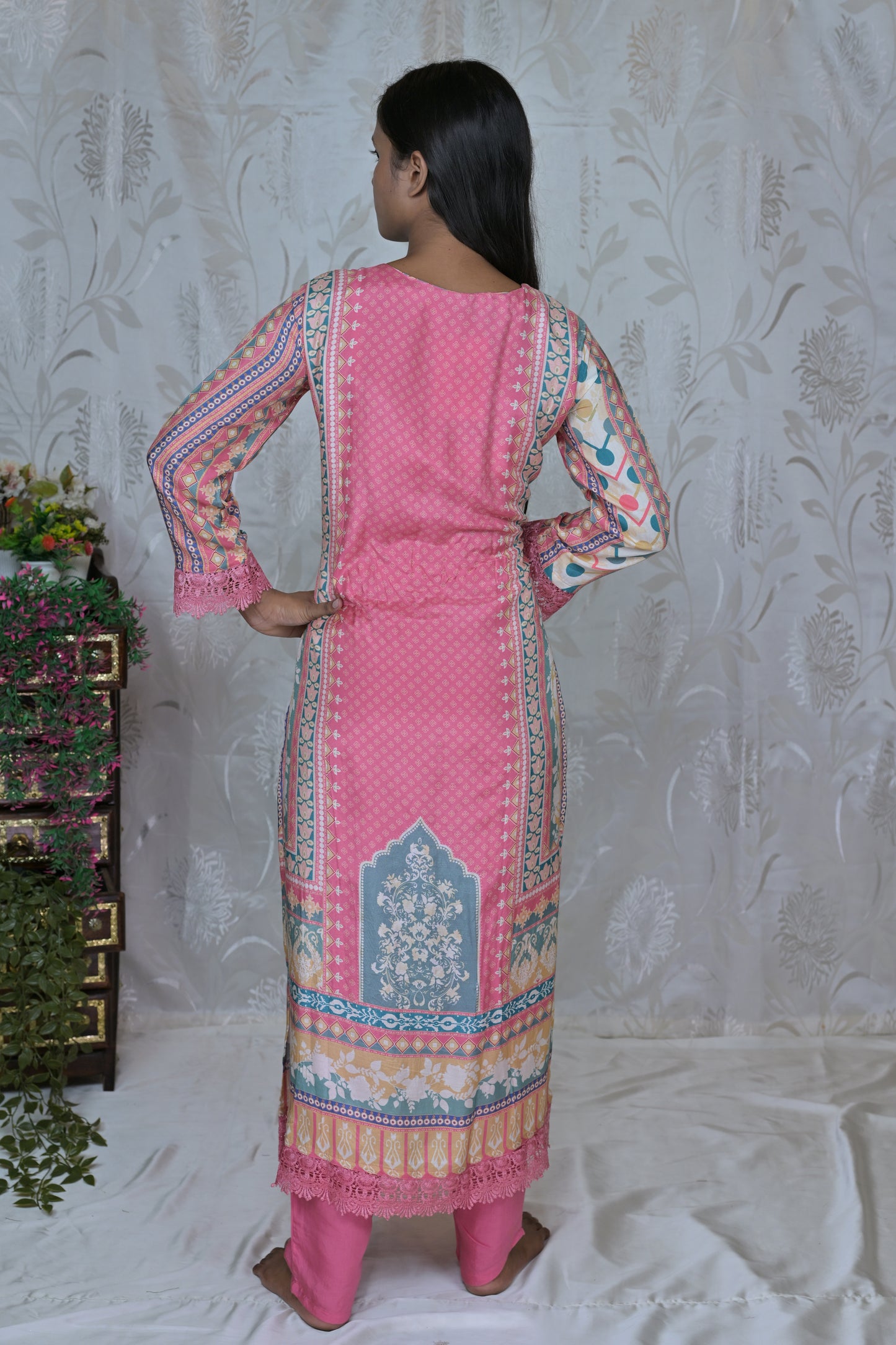 Designer Print Casual Muslin Suit