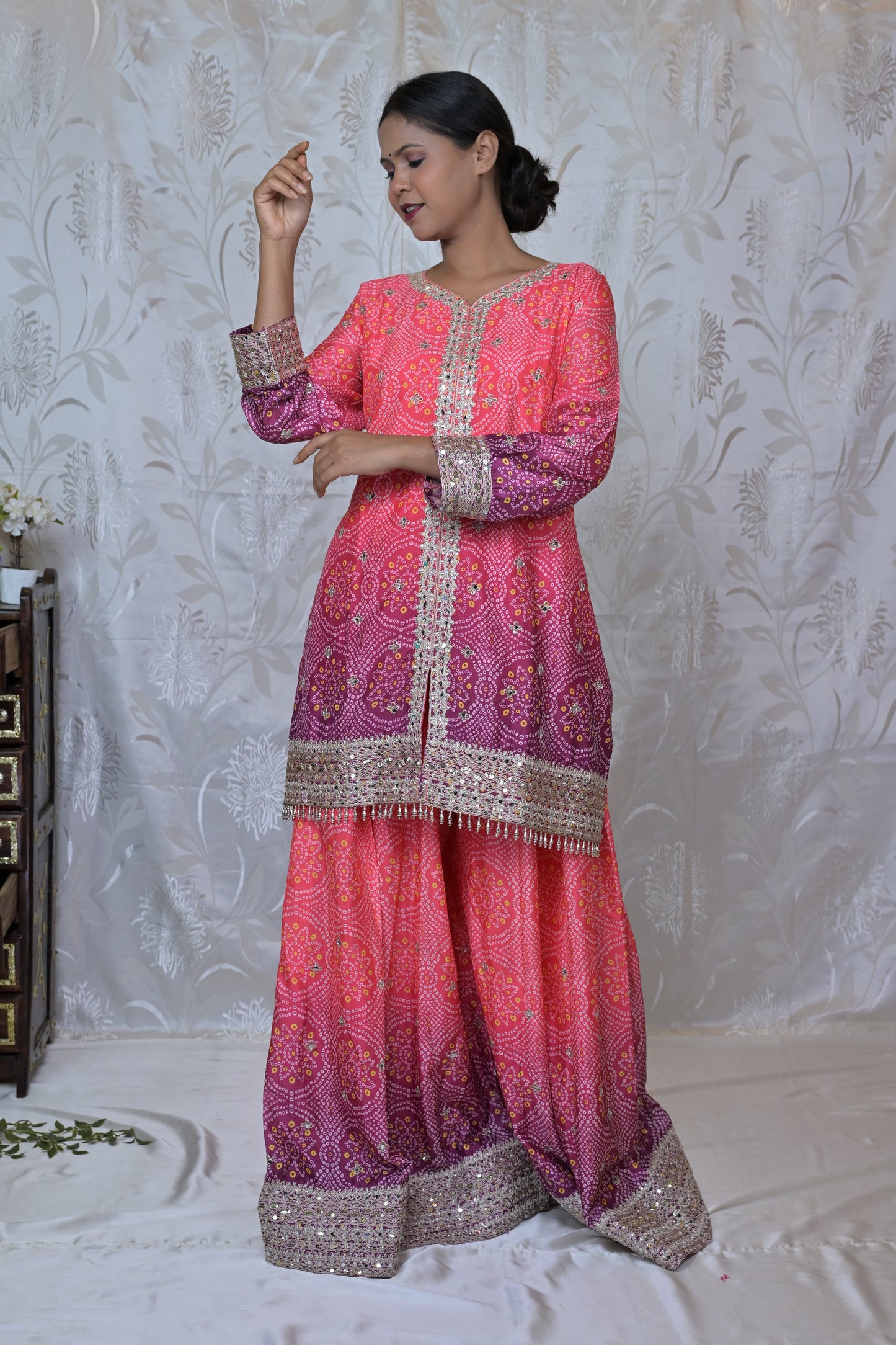 Vibrant Ombre Bandhani Print Suit Set