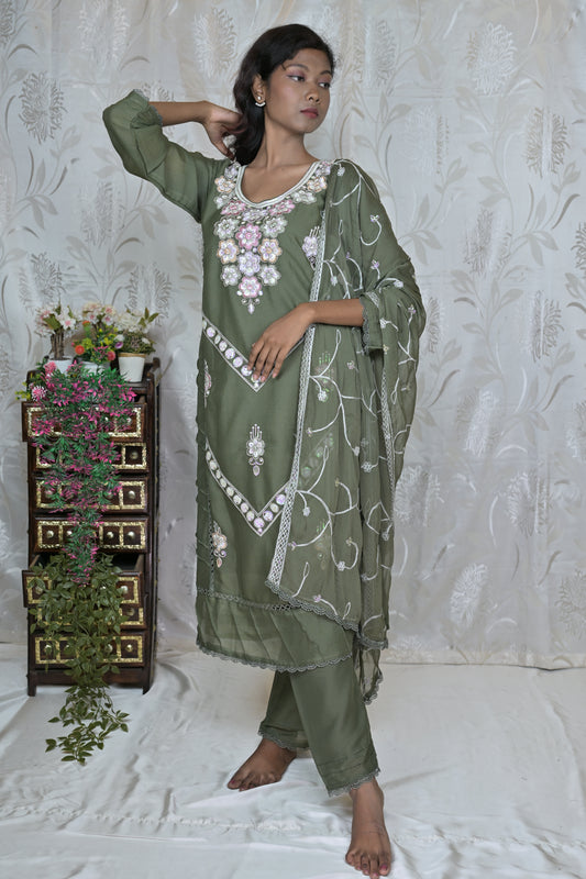 Exquisite Embroidered Three-Piece Suit Set