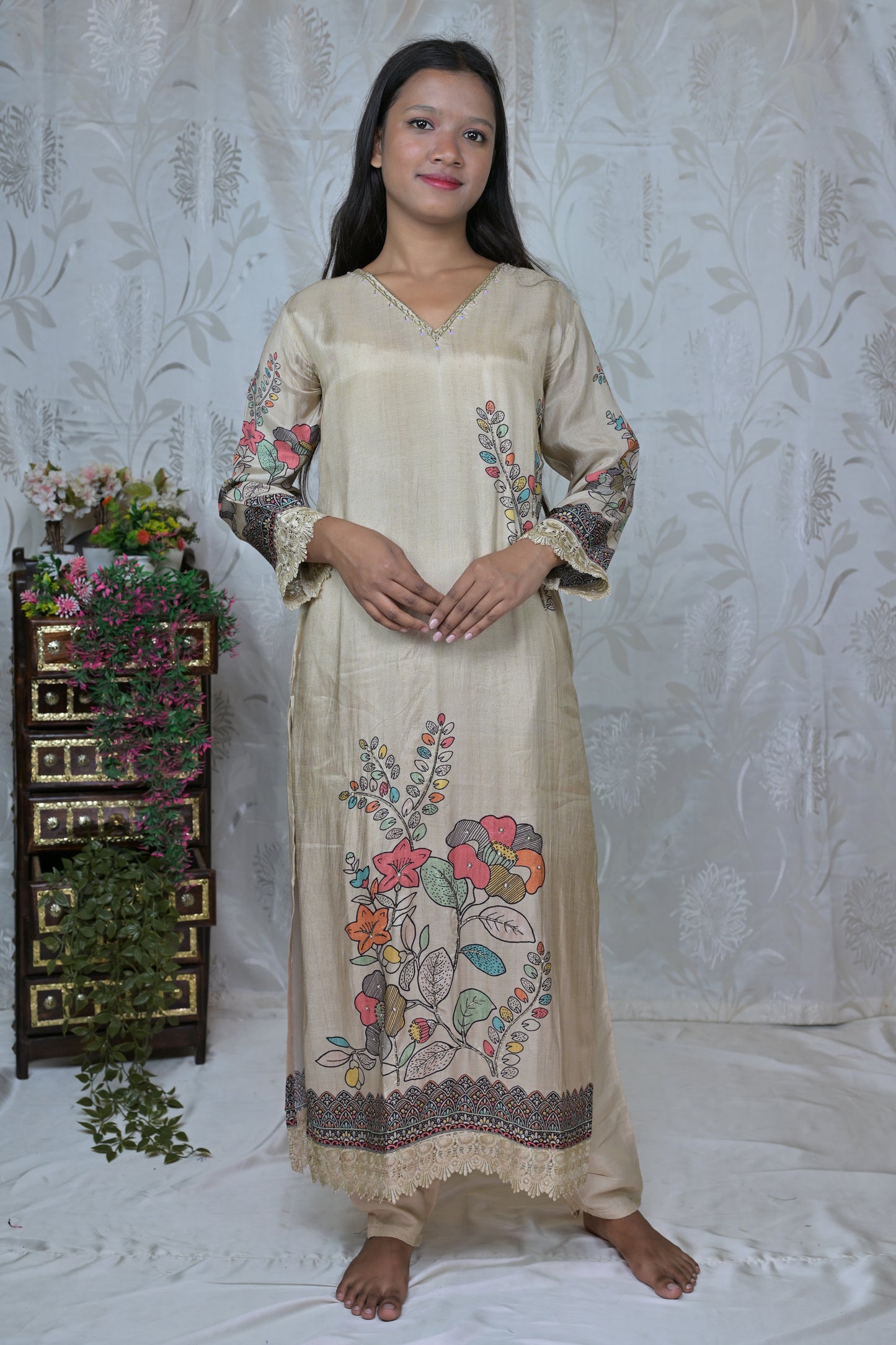 Floral Print Muslin Suit Set