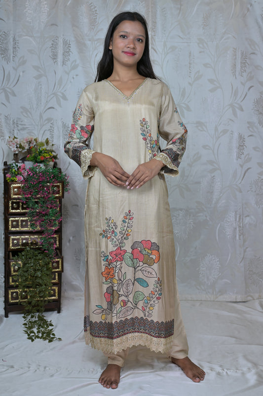 Floral Print Muslin Suit Set