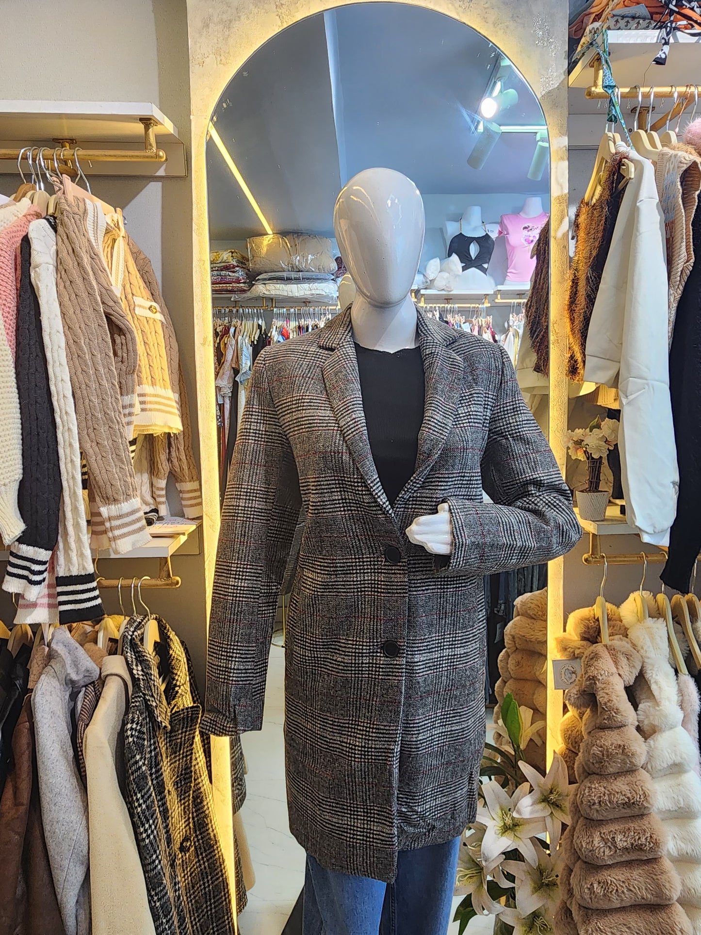 Urban Hearth" Plaid Trench Coat