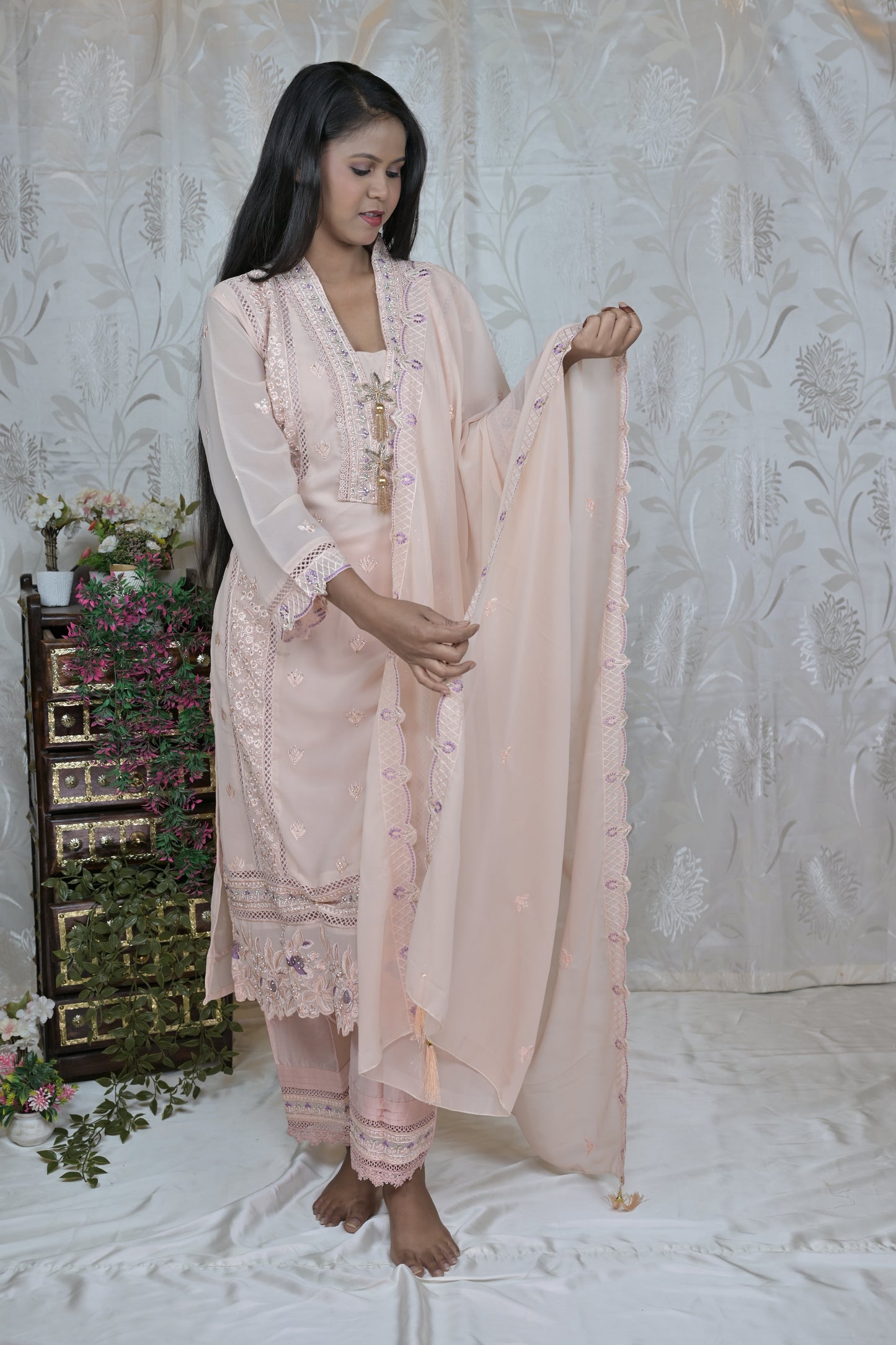 Pastel Embroidered Suit Set
