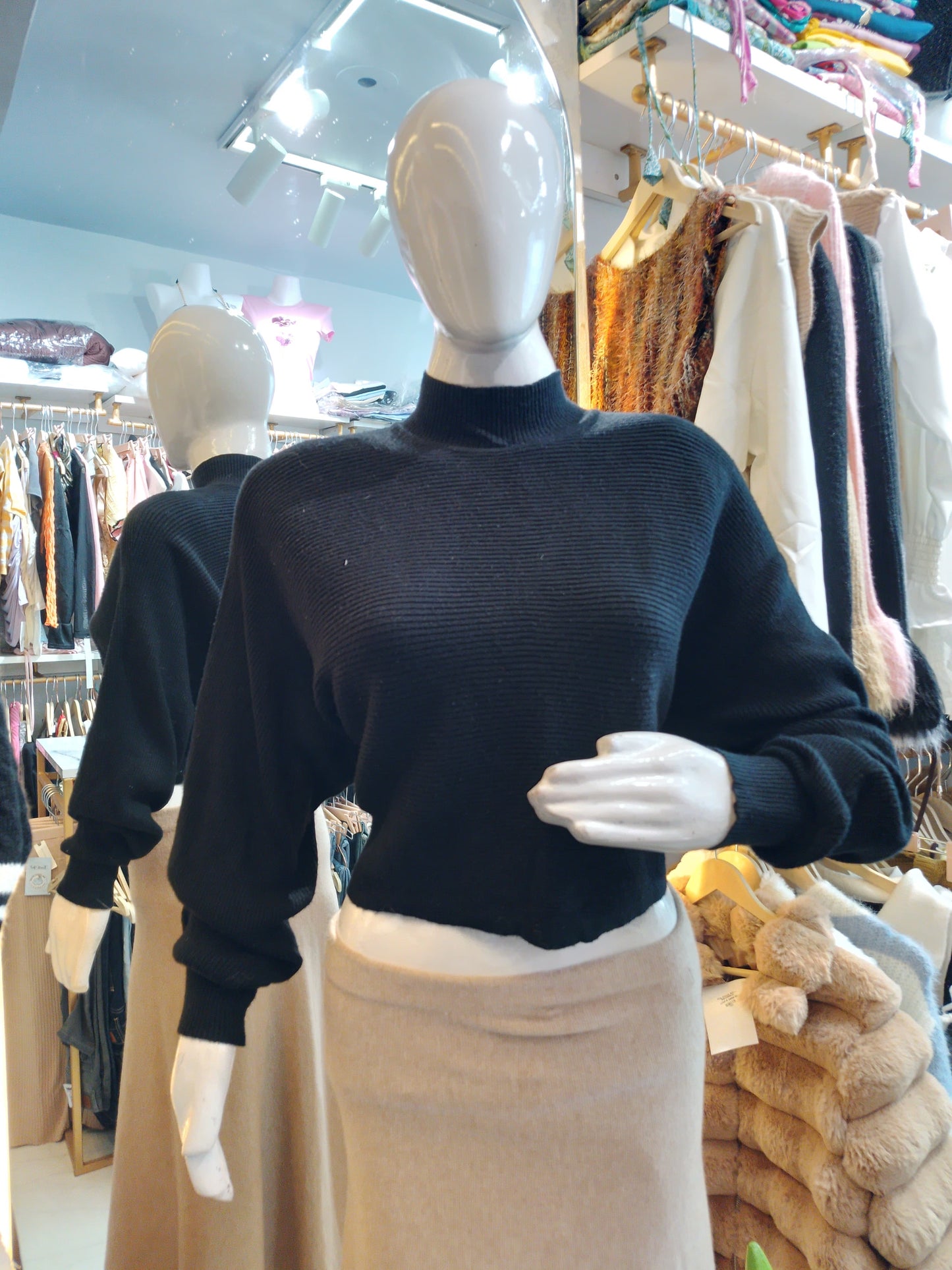 Urban Sculpt" Cropped Mock Neck Sweater