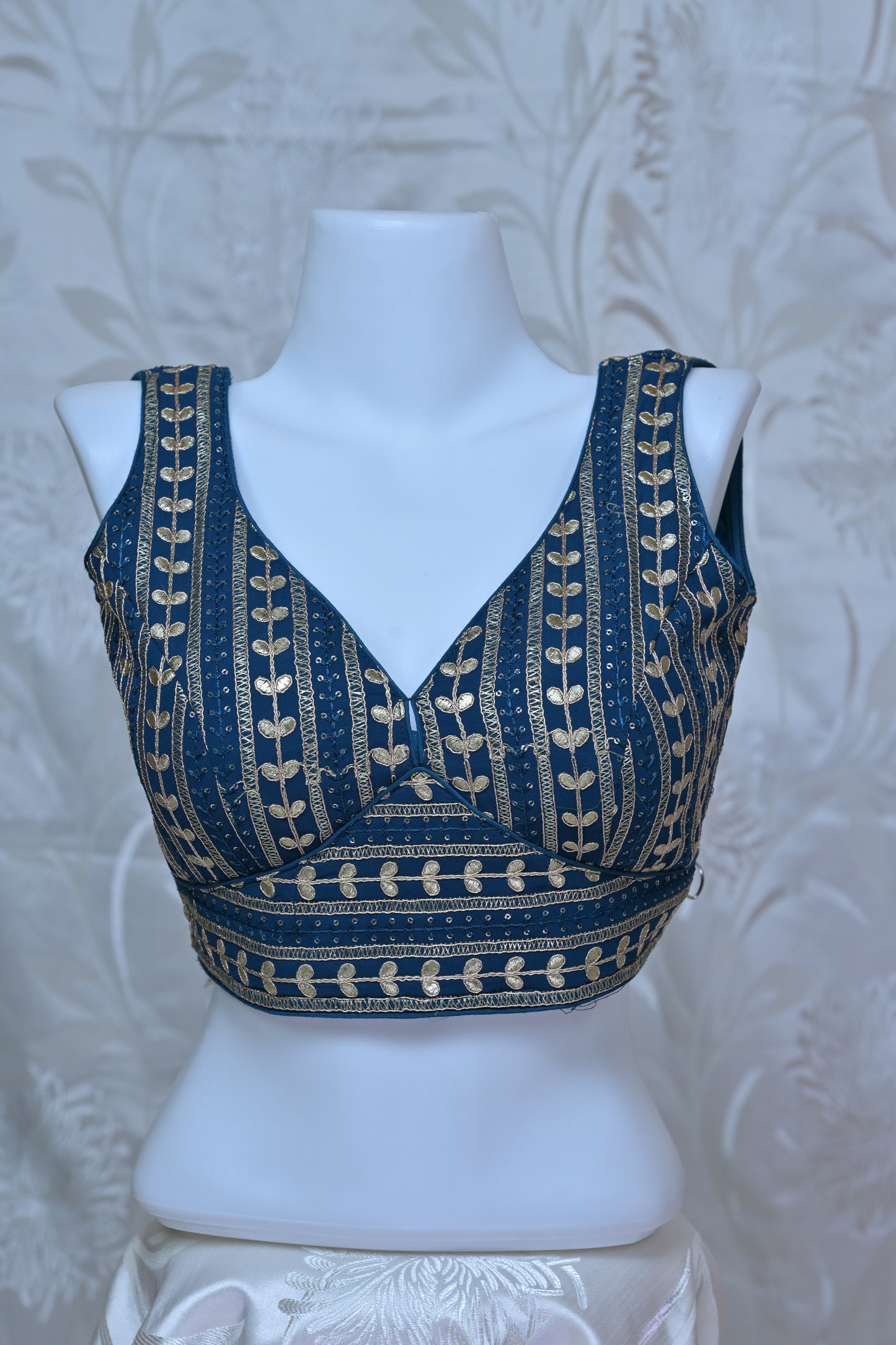 Embroidered V-Neck Sleeveless Blouse