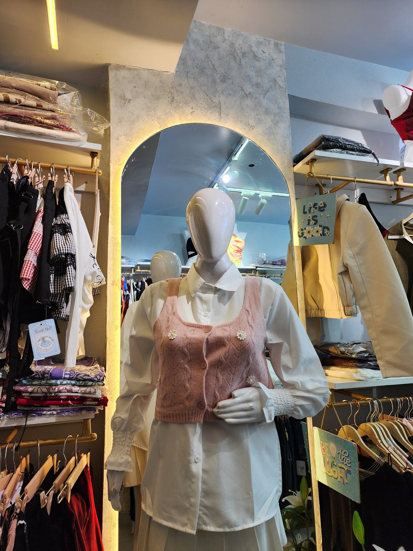 Daisy Bloom" Layered Knit Vest & Shirt Ensemble