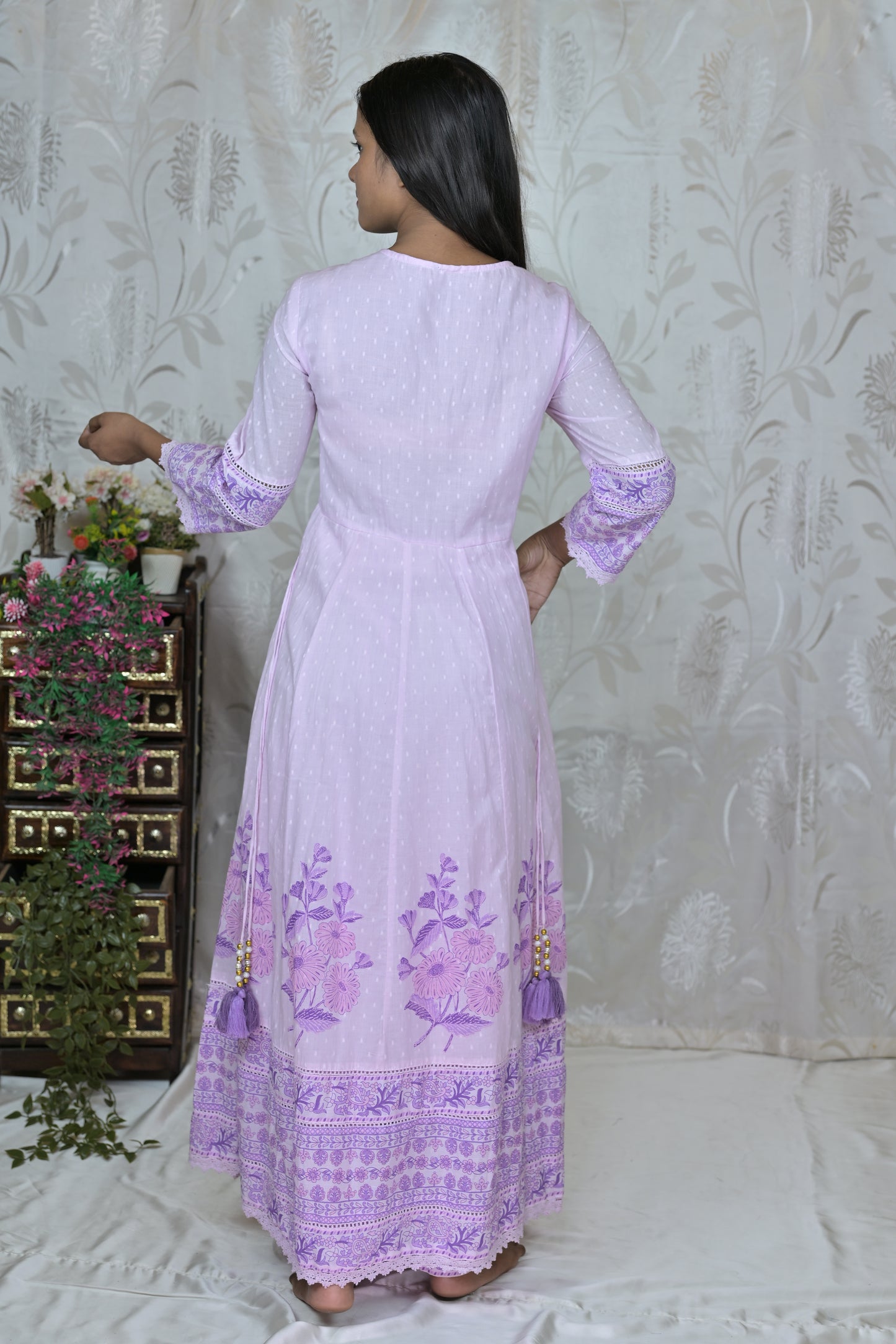 Lilac Embroidered Anarkali Set