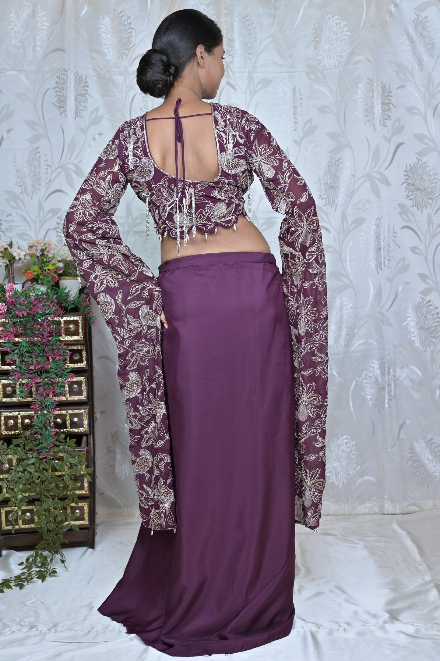 Modern Ethnic Cowl Skirt Set