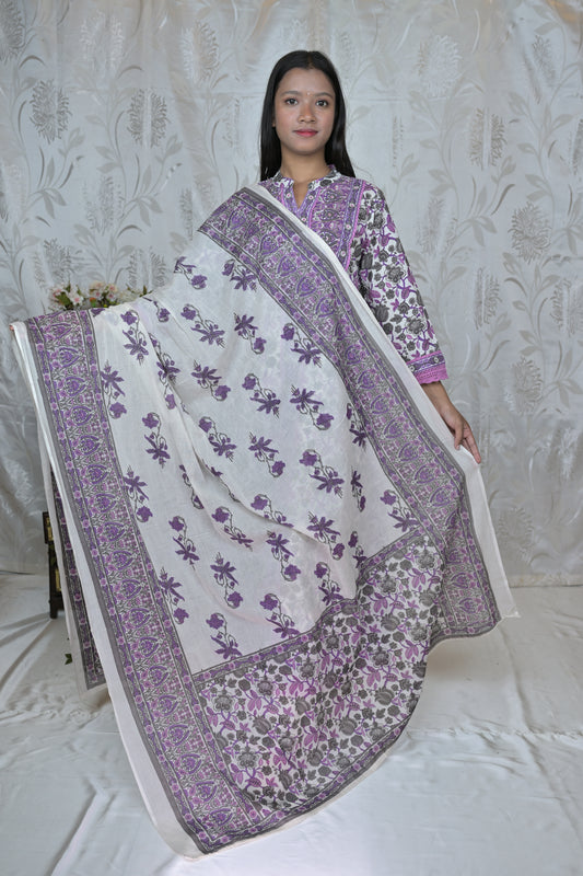 Women's Floral Cotton Kurta Set with Pants & Dupatta