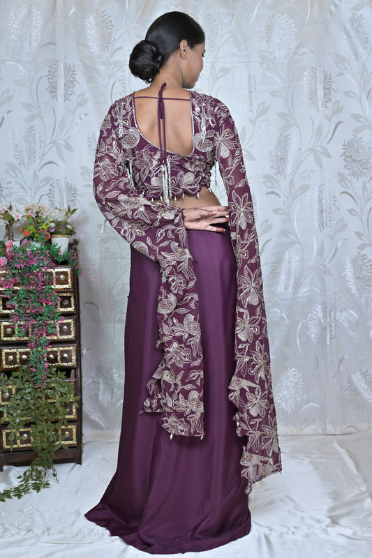 Modern Ethnic Cowl Skirt Set