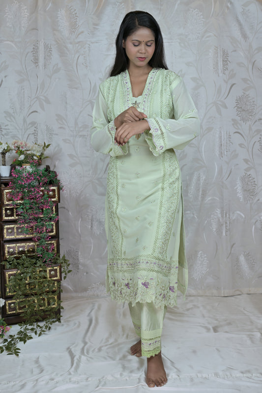 Pastel Embroidered Suit Set