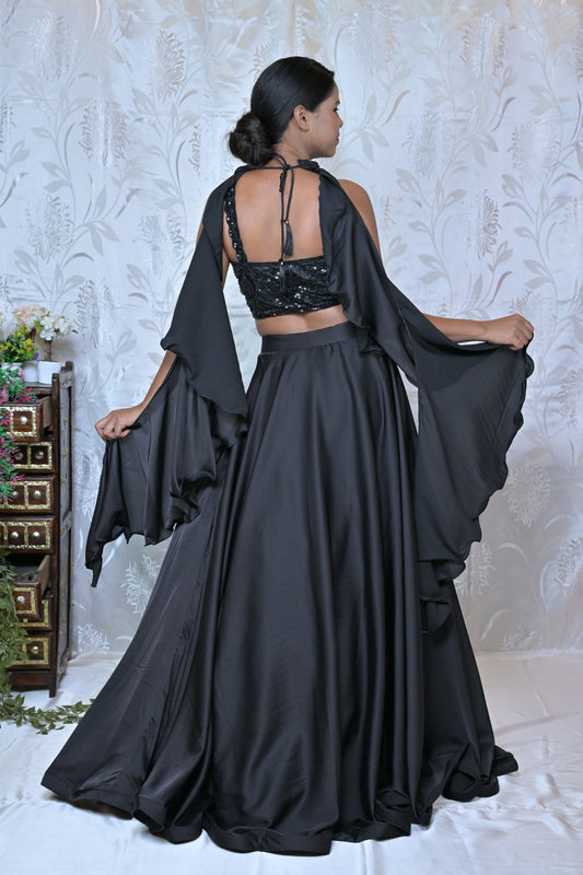 Glamorous Black Sequin Lehenga