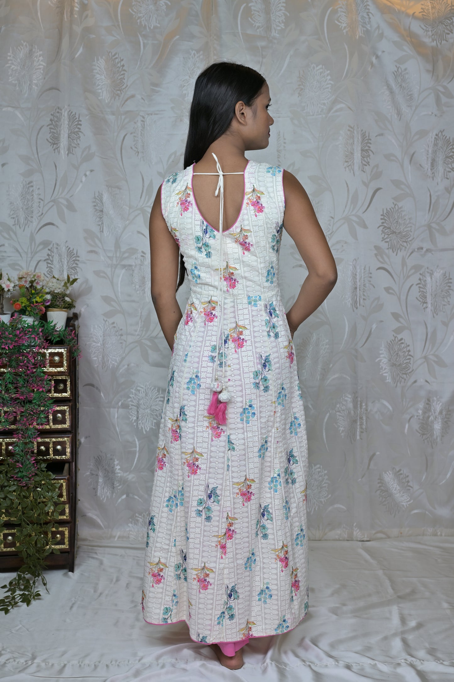Shifli Work Anarkali Kurta with Dupatta & Trousers