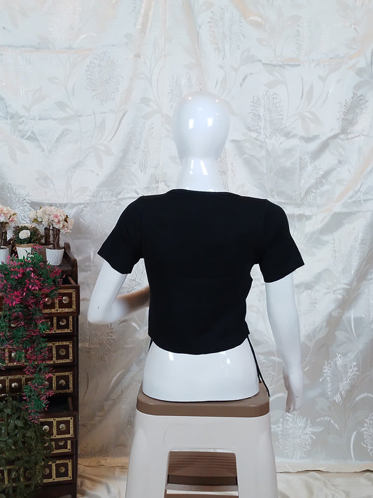 Women Black Graphic Print Regular Fit T-shirt