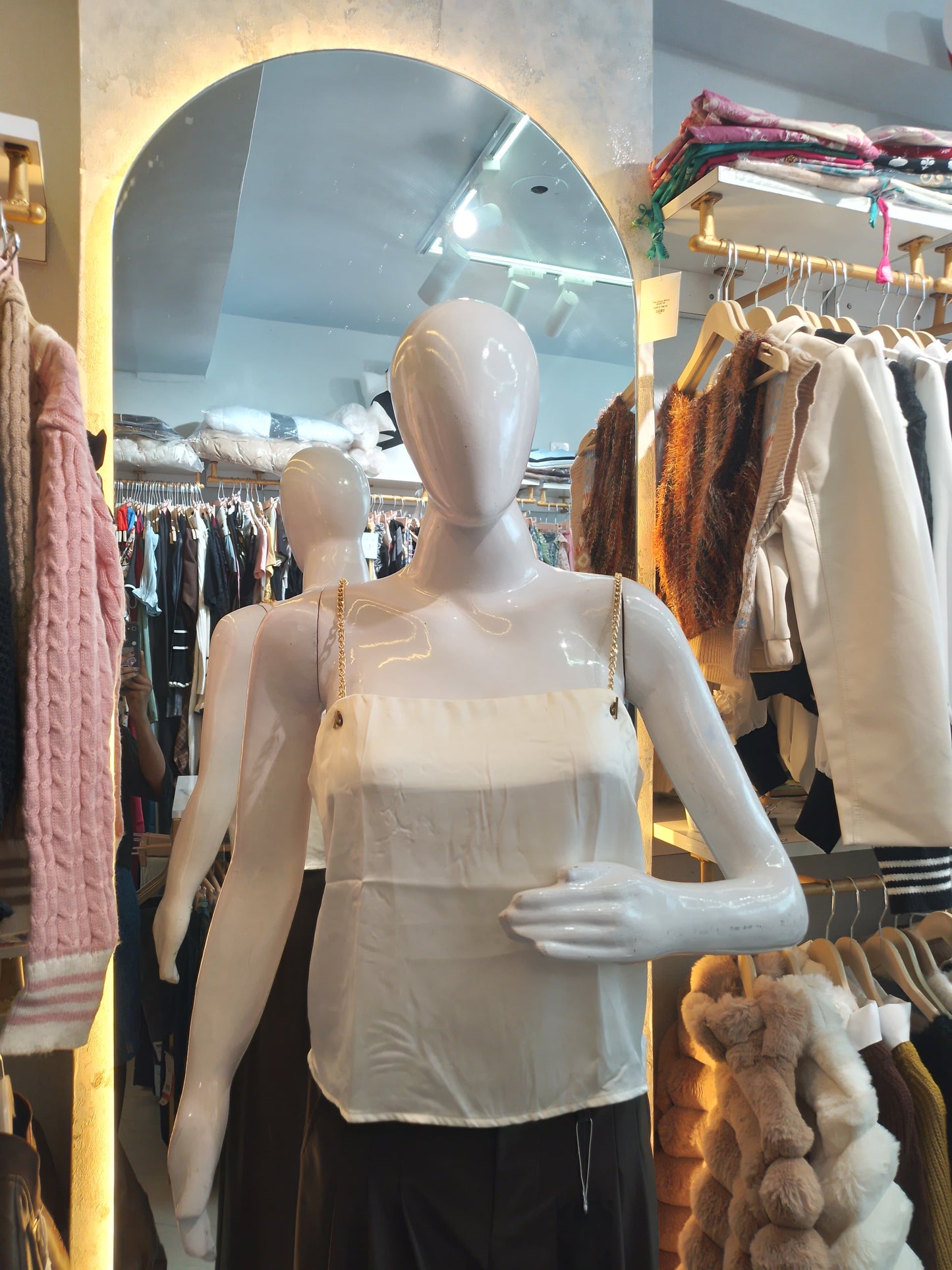 White Camisole with Chain Straps