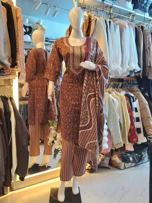 Winter Print Kurta Set