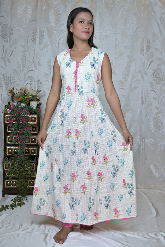 Shifli Work Anarkali Kurta with Dupatta & Trousers