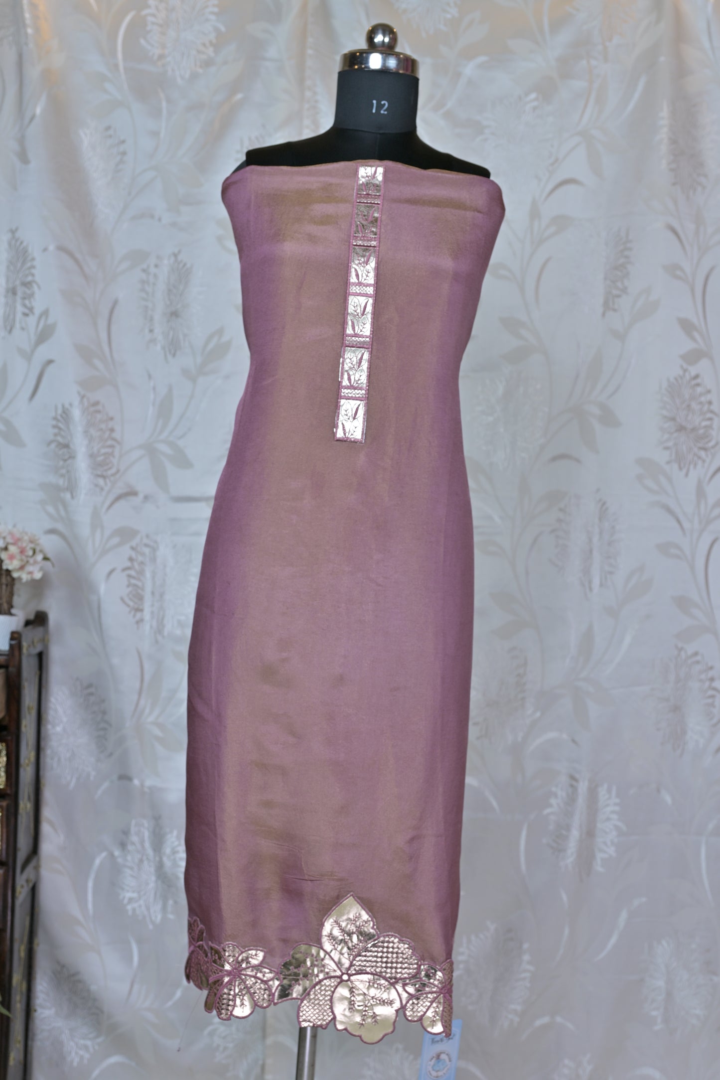 Shimmer Cutwork Semi-Stitched Suit Material with Intricate Embroidered Dupatta