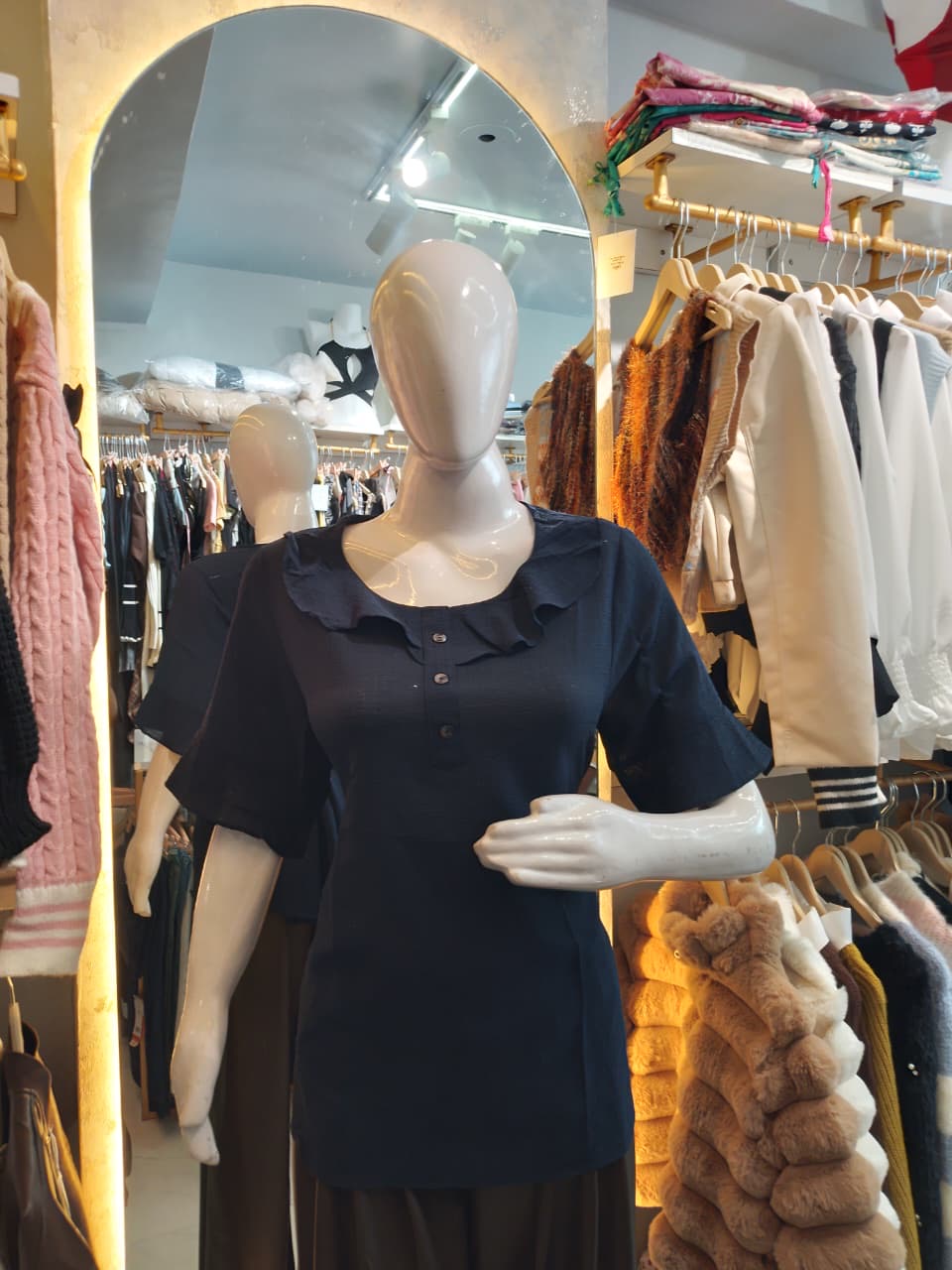 Monochrome Flutter" Bell Sleeve top