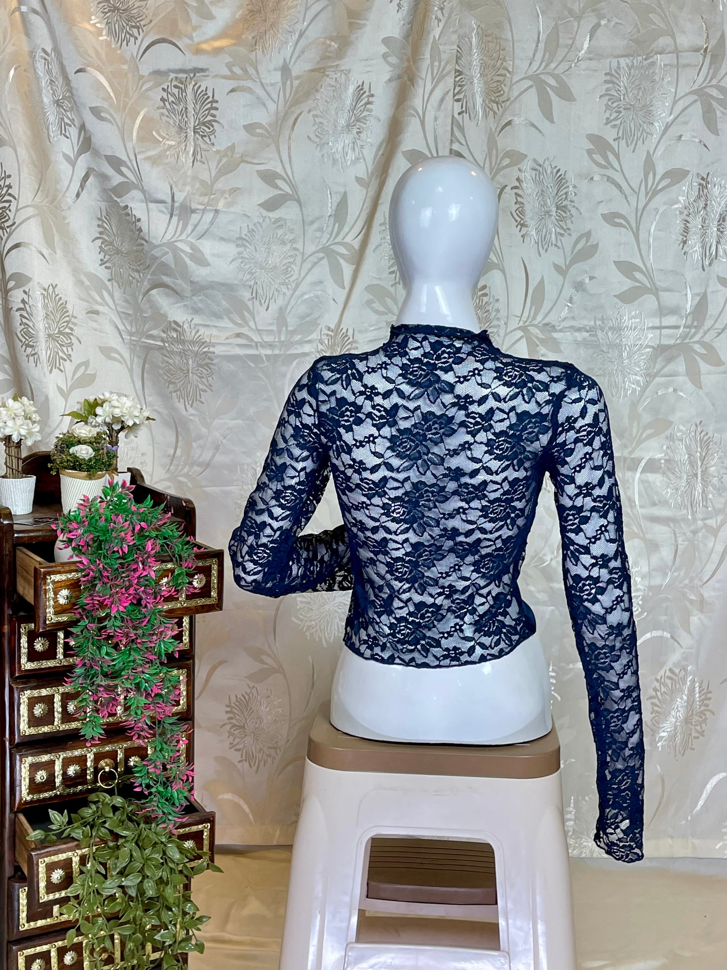 Sheer Lace Layered Crop Top