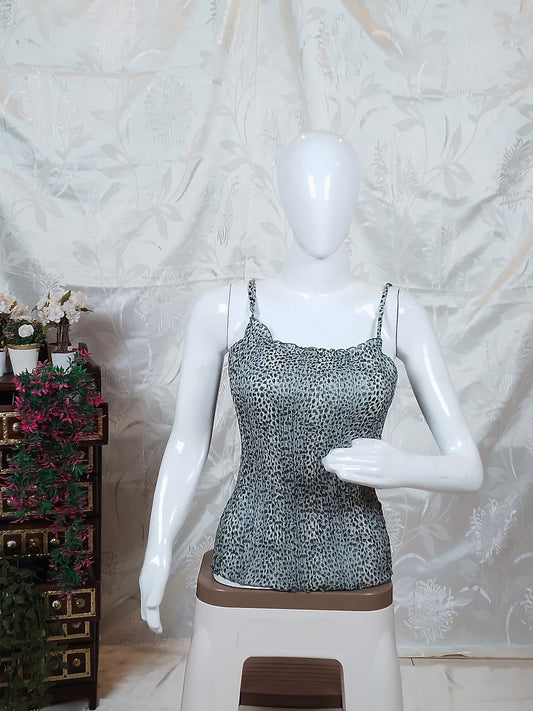 Women Blue & Black Printed Sleeveless Top