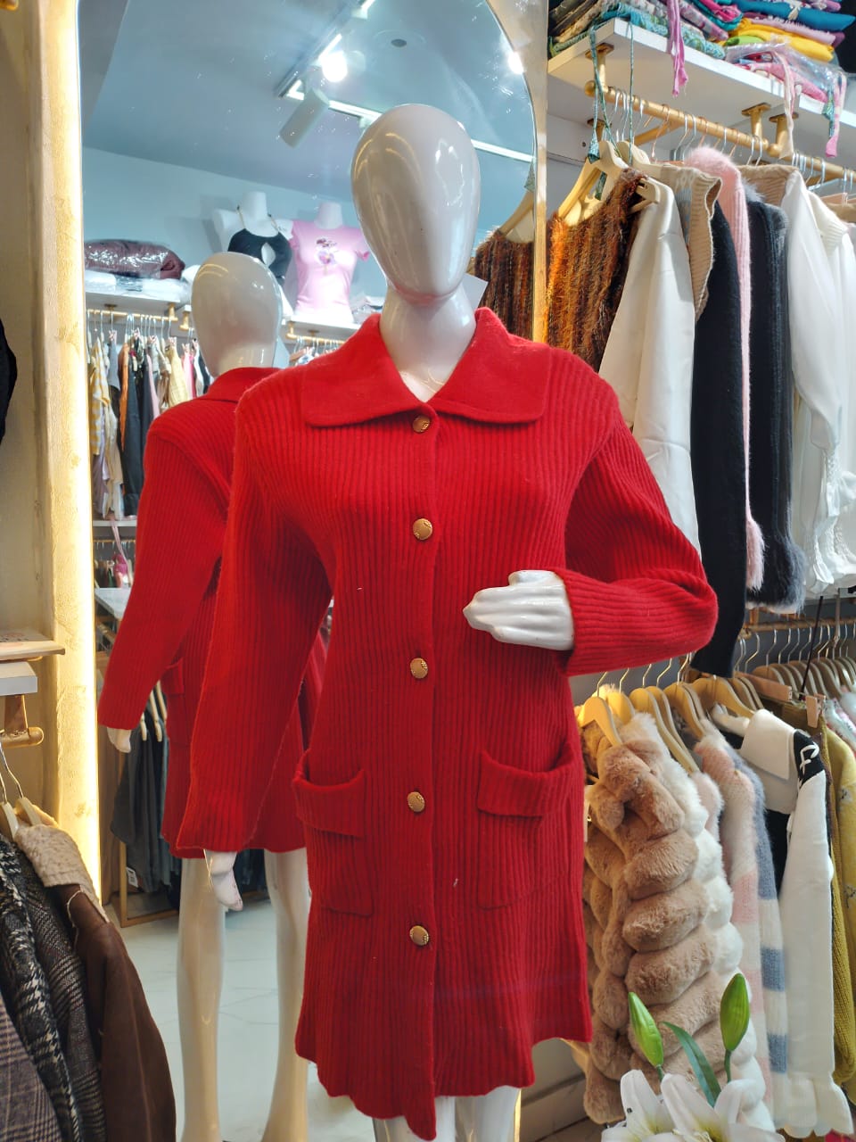 Apricot Bloom" Long Cable Knit Cardigan