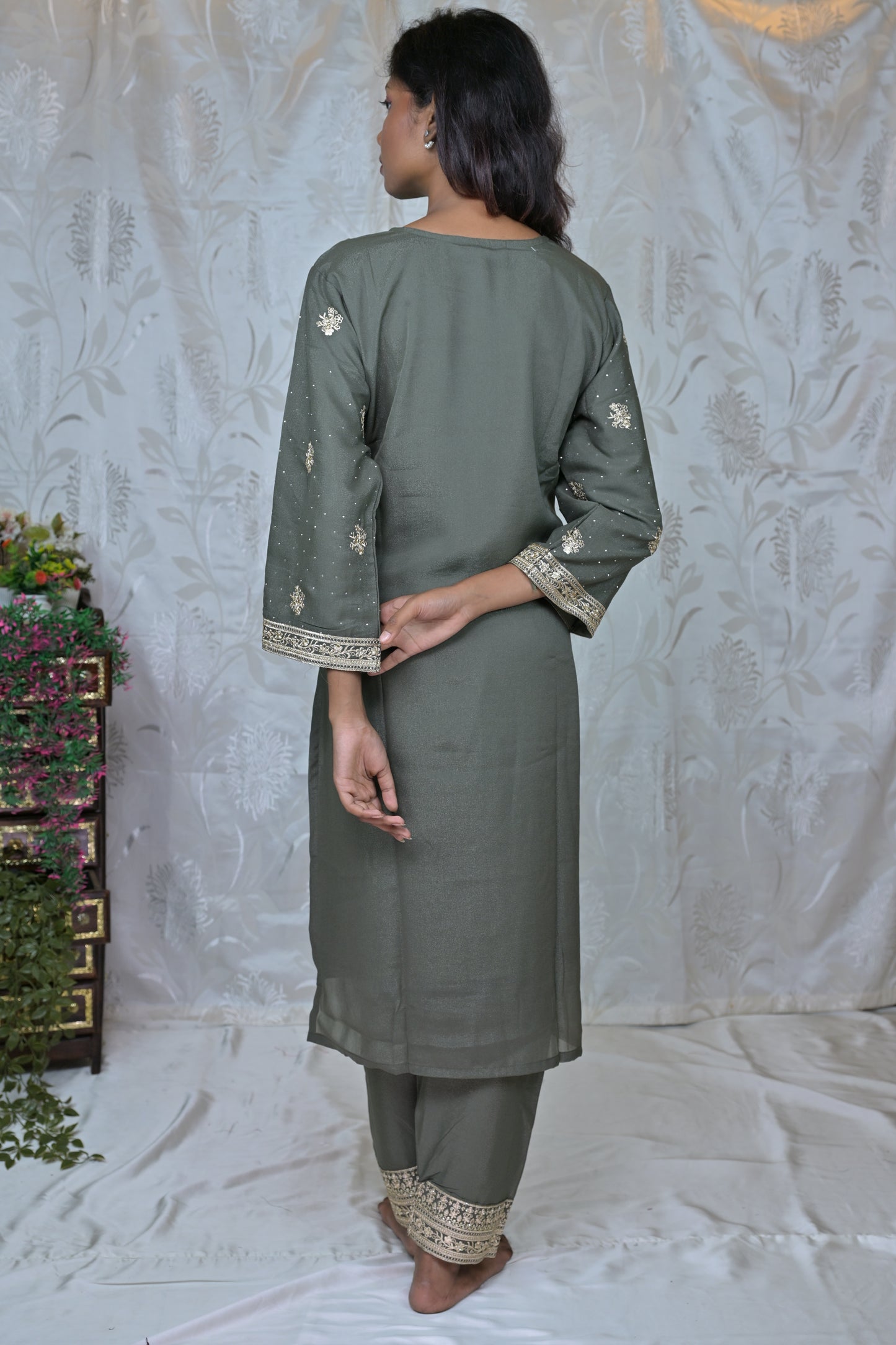 Embroidered Straight Suit Set with Dupatta